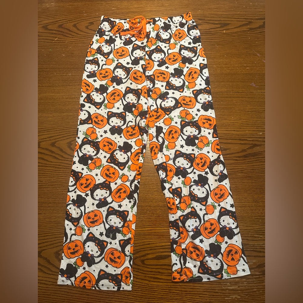 Hello Kitty Halloween Pajama Bottoms - Orange and Black